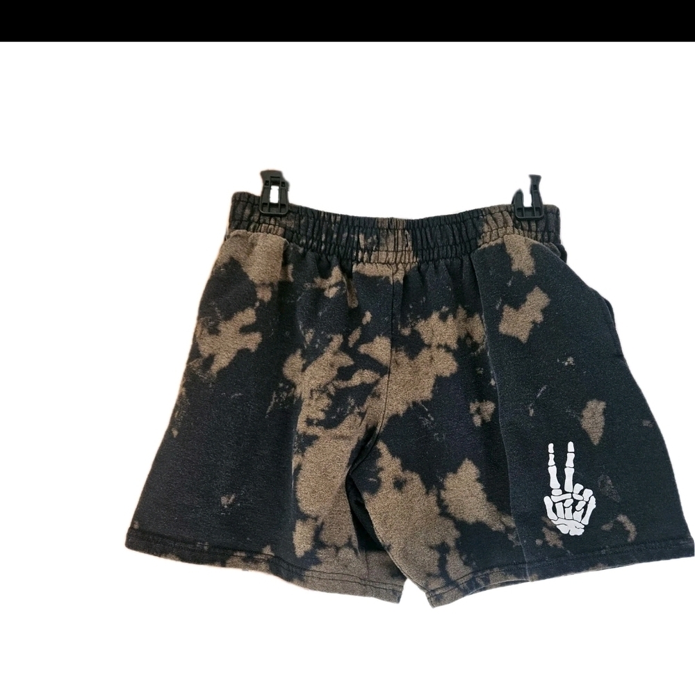 Bowery Supply Co. Acid Wash Skeleton Peace Sign Sweat Shorts - Size Medium